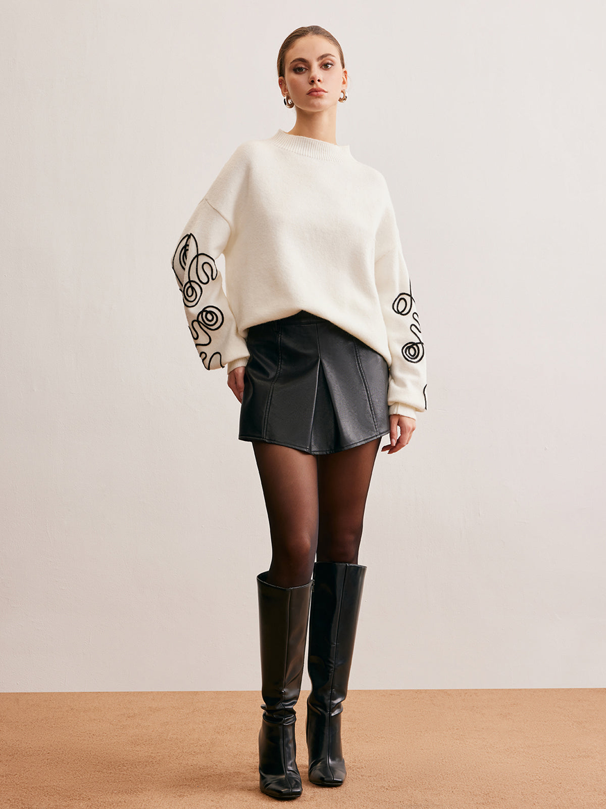 Contrast Curve Shift Sweater