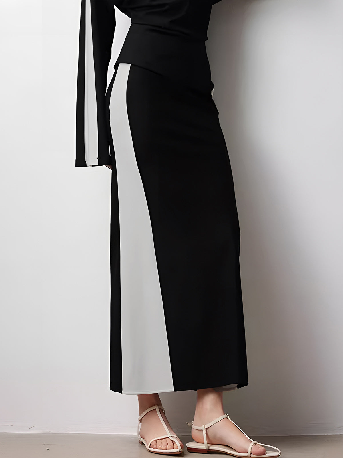 Color Block Zipper Jersey Skirt