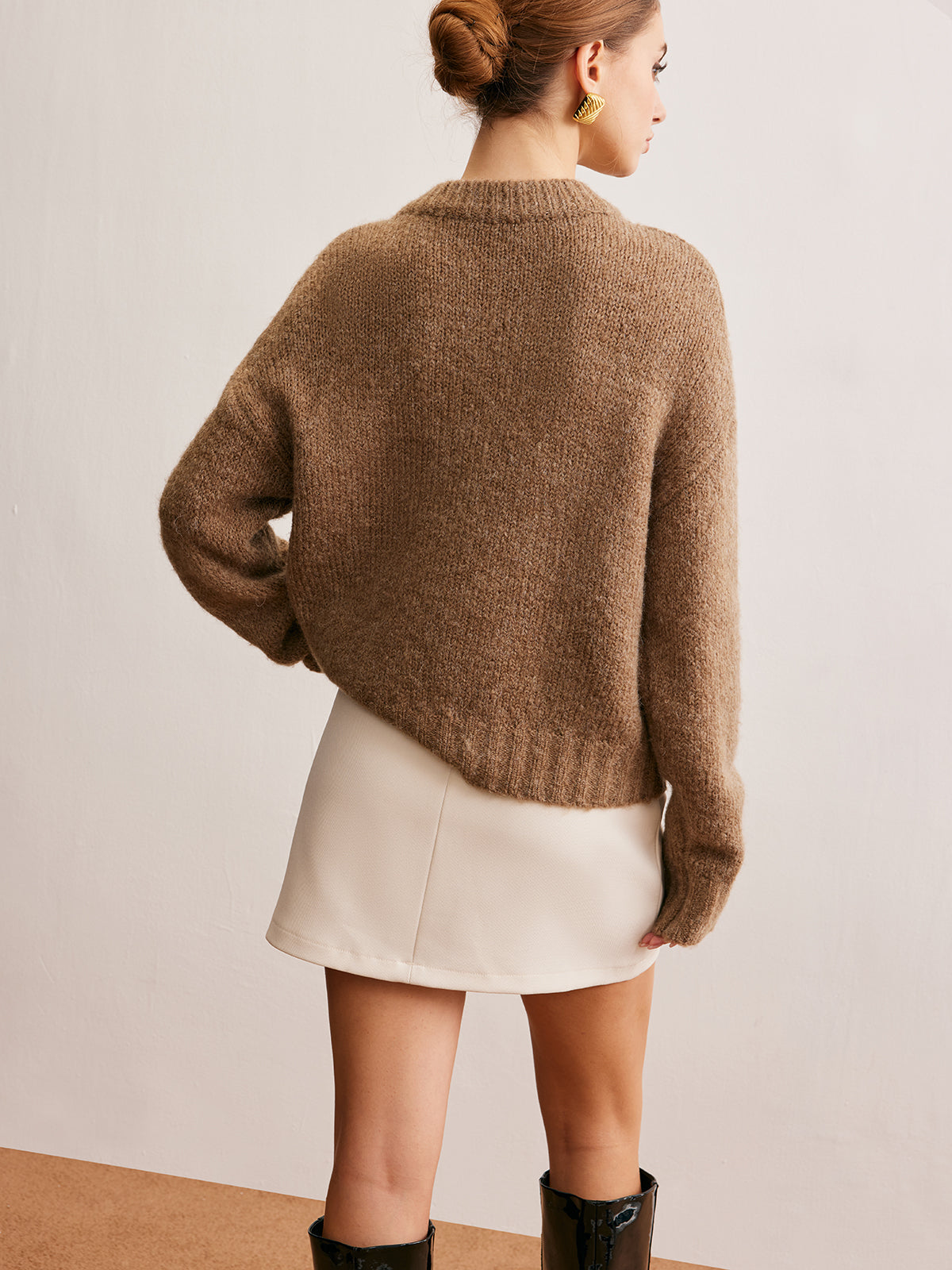 Wool-Blend Twist Shift Sweater