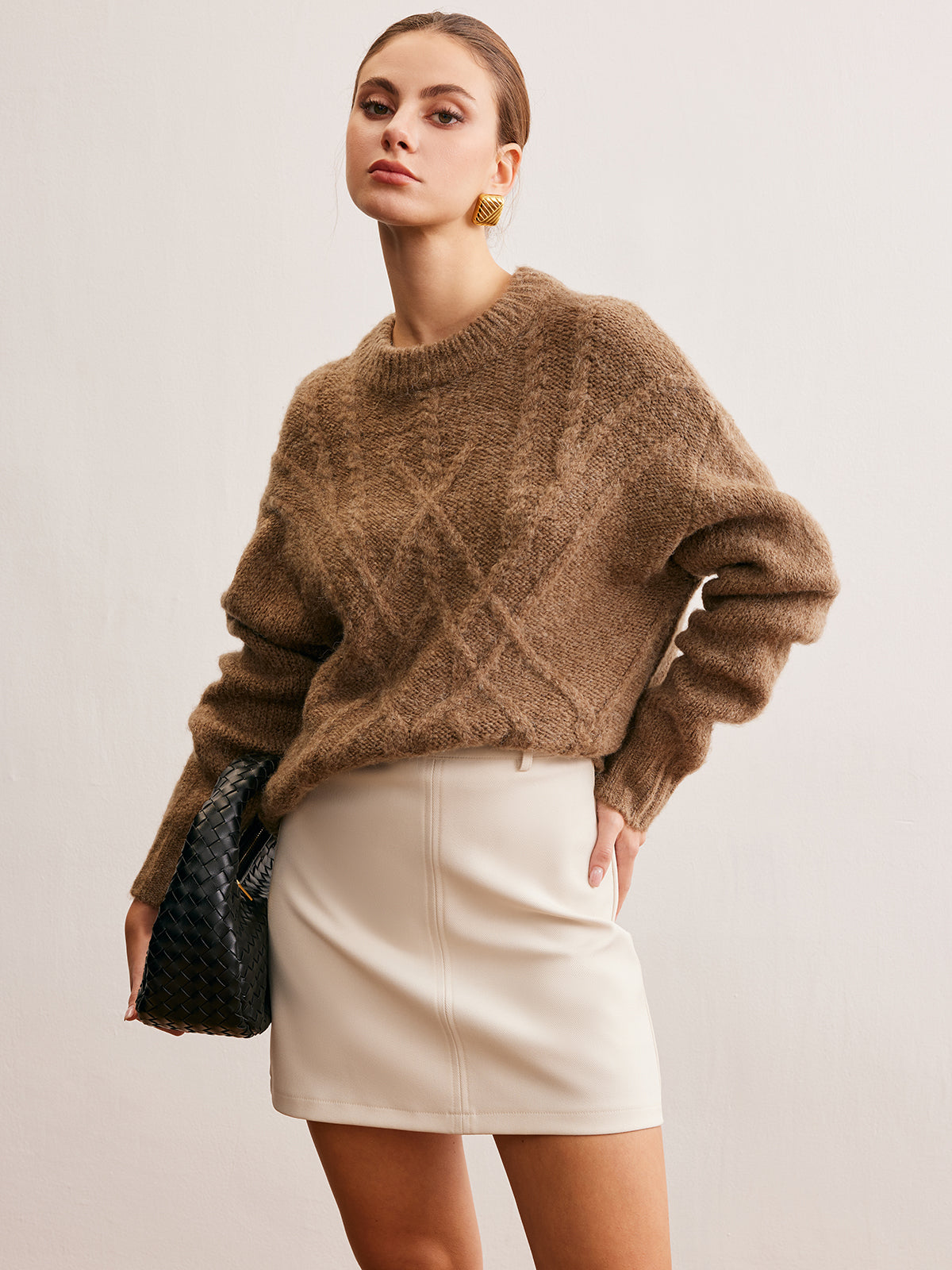 Wool-Blend Twist Shift Sweater