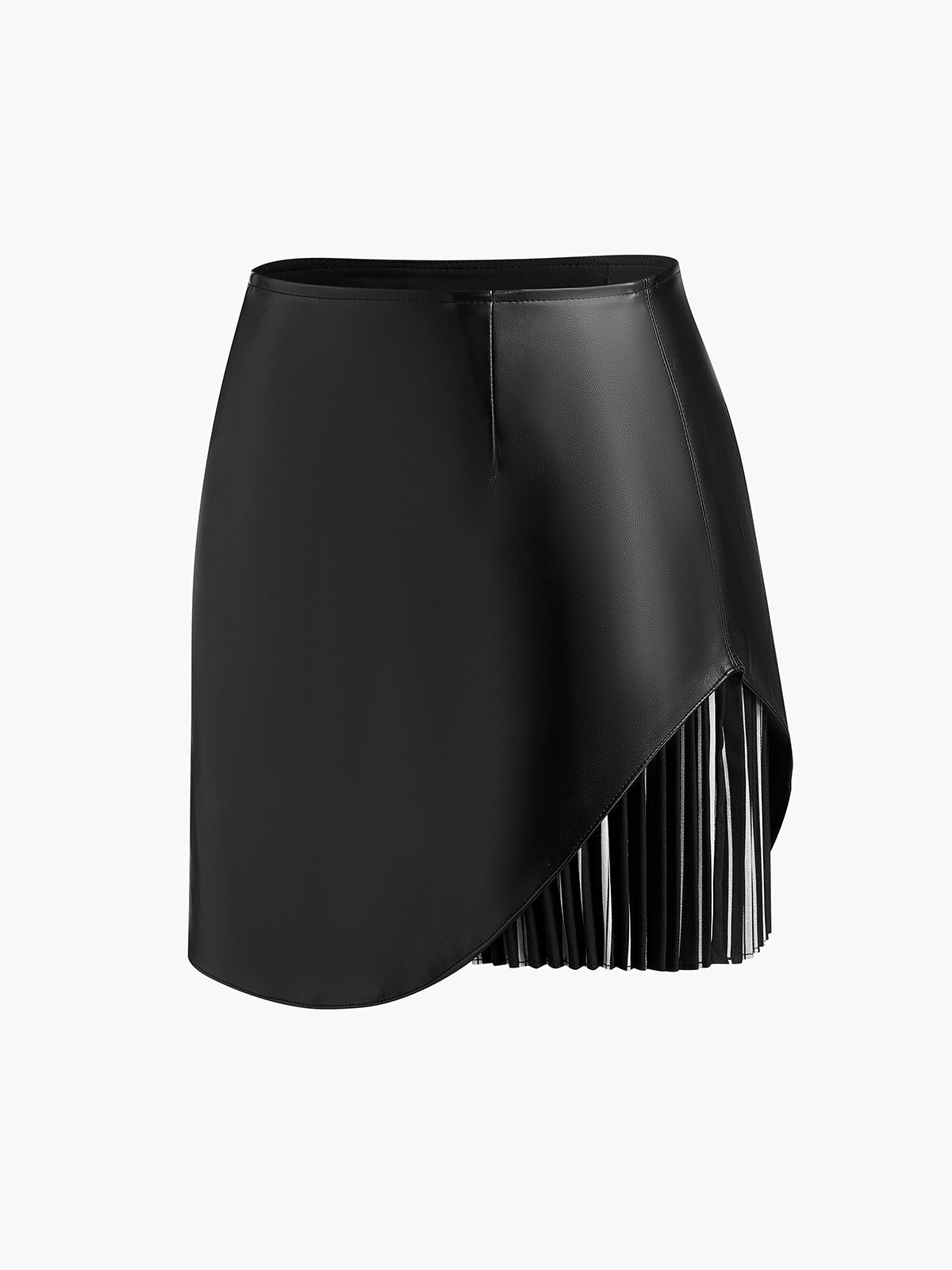 Faux Leather Pleated Panel Skirt