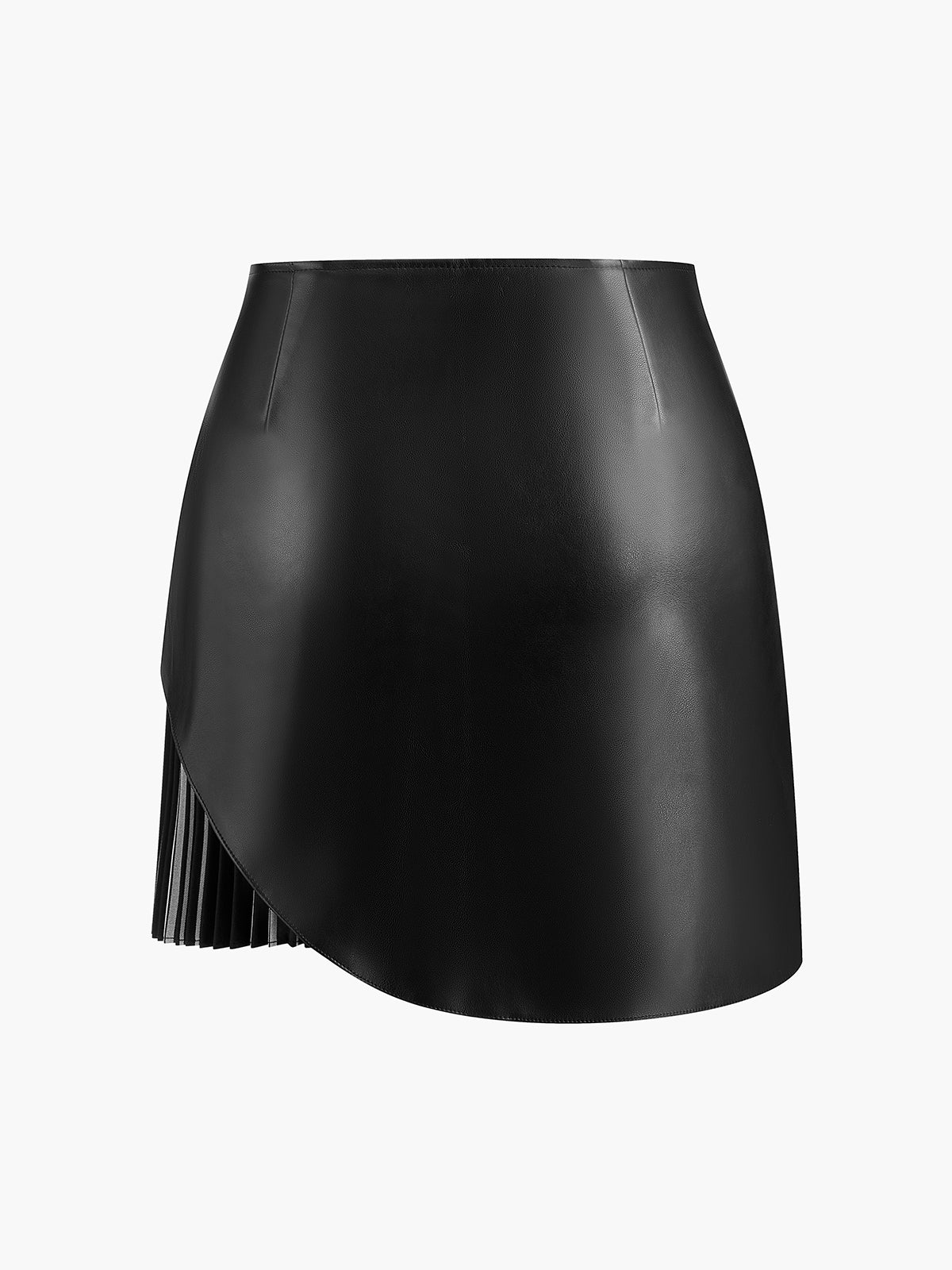 Faux Leather Pleated Panel Skirt