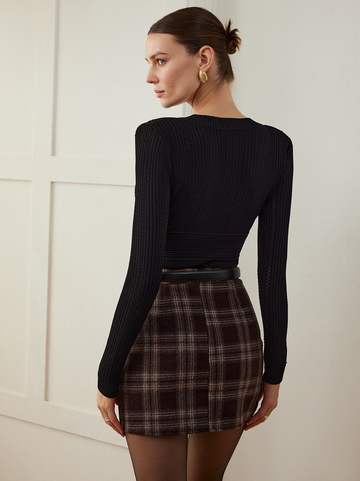 Plaid Tweed Mini Skirt