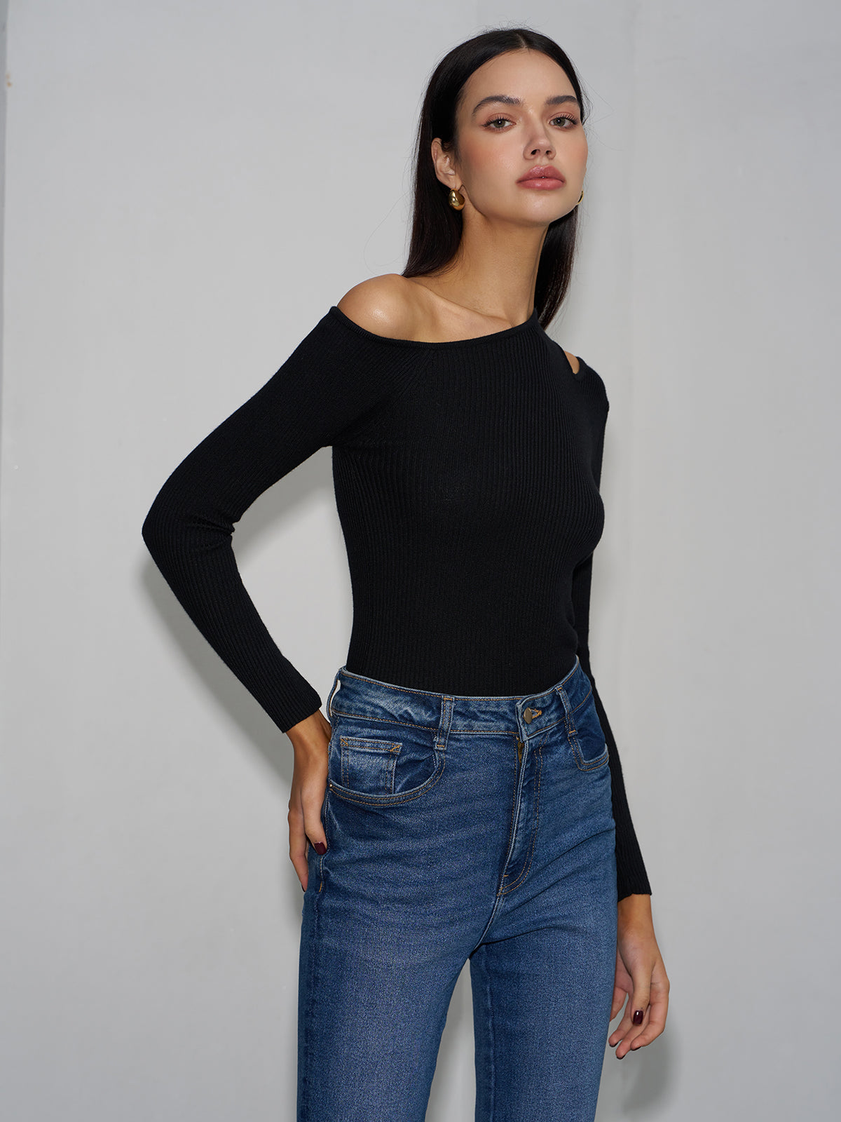 High Stretch Cutout Sweater