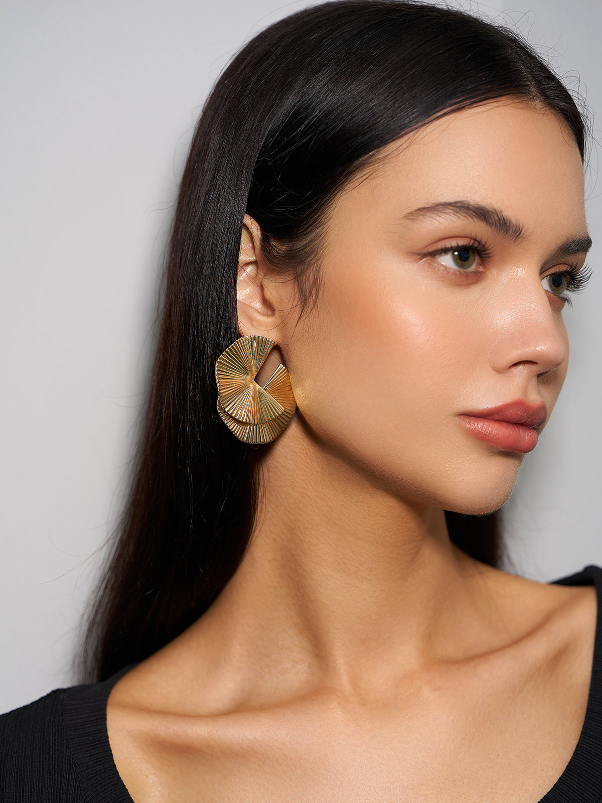 Ripple Hoop Stud Earrings