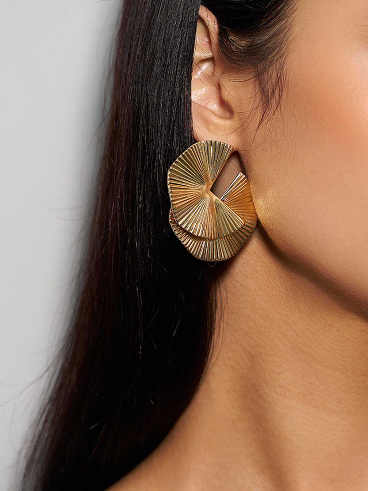 Ripple Hoop Stud Earrings