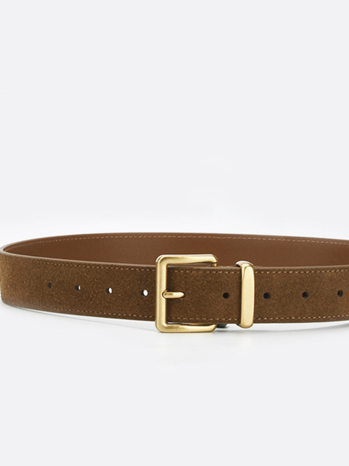 Golden Buckle Suede Belt