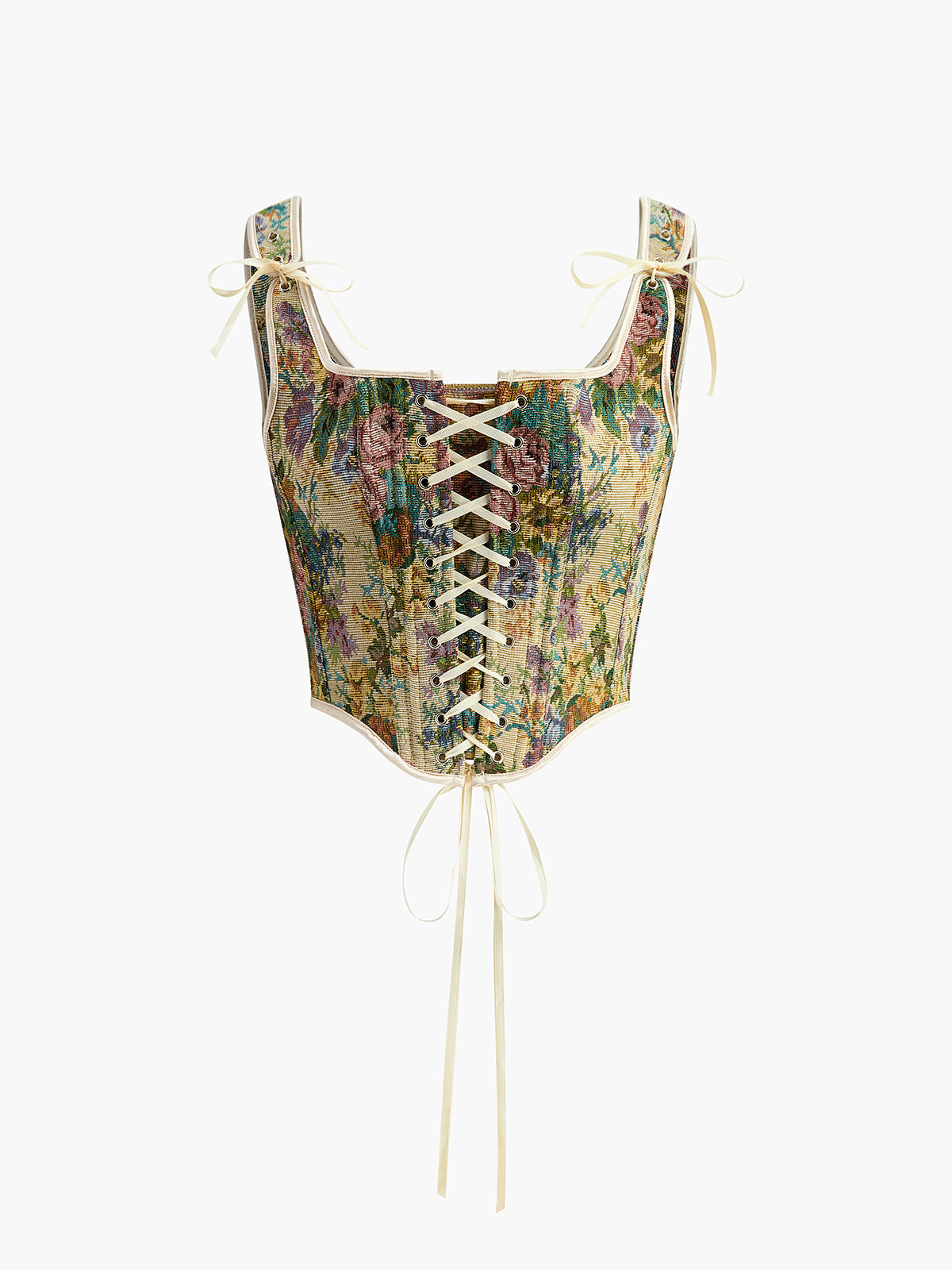 Floral Jacquard Drawstring Blouse