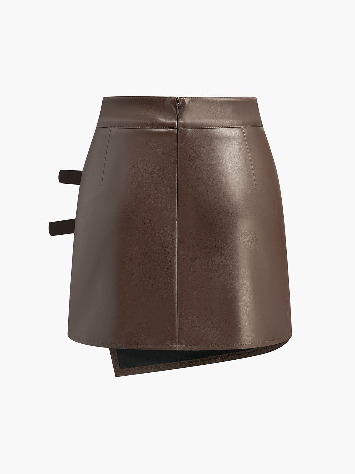 Belted Design PU Leather Skirt