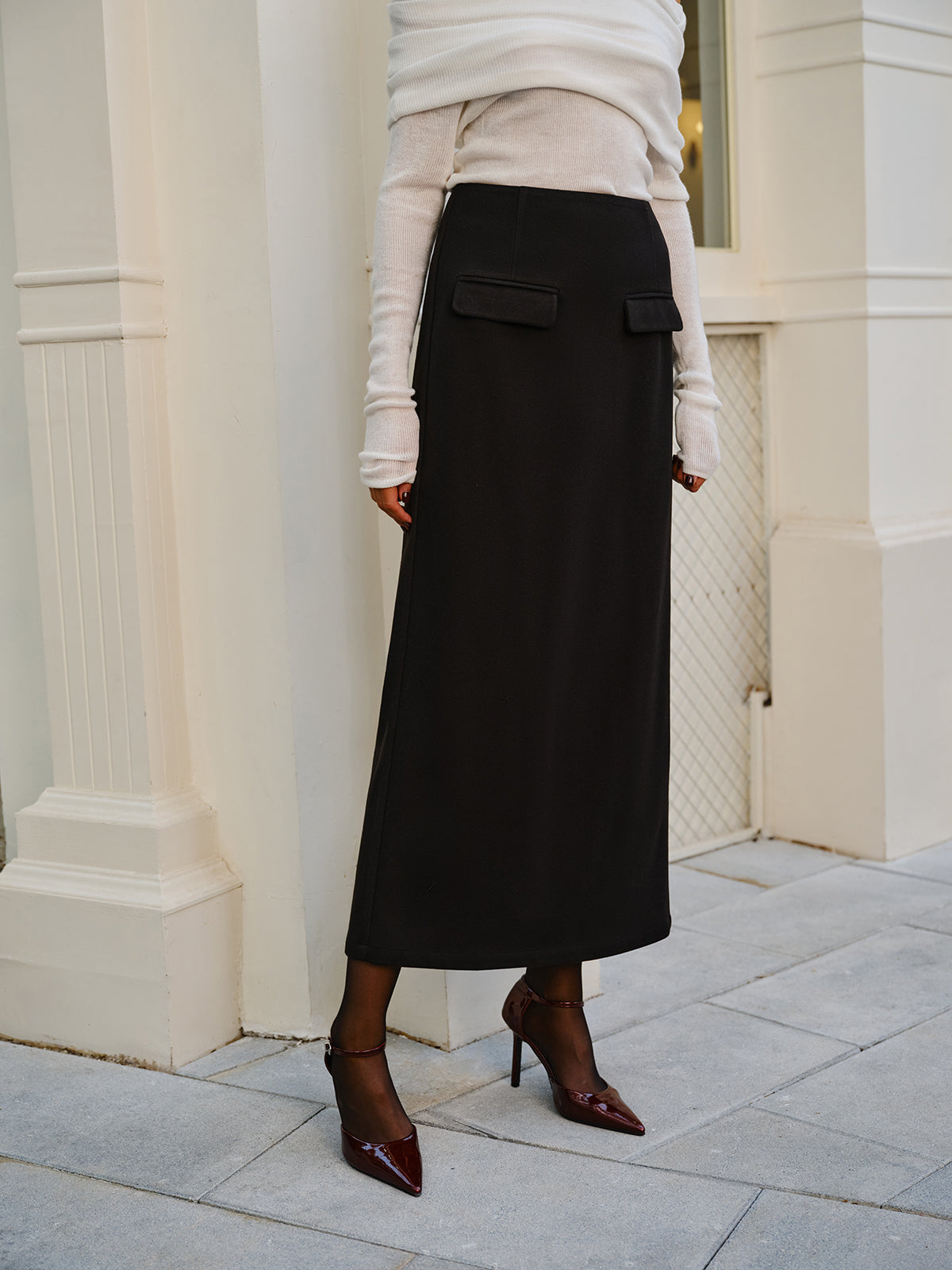 Plain A-Line Maxi Skirt