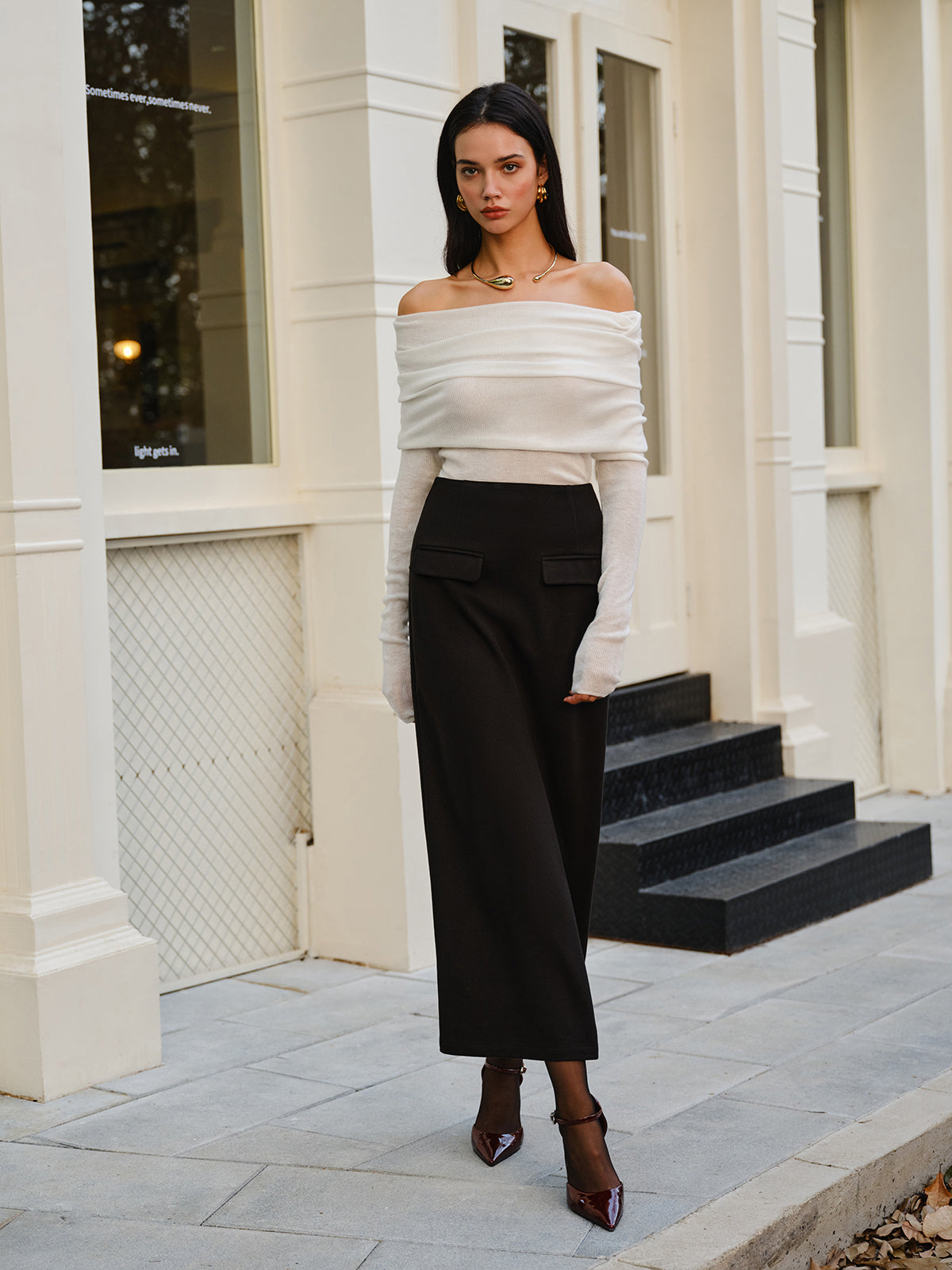 Plain A-Line Maxi Skirt