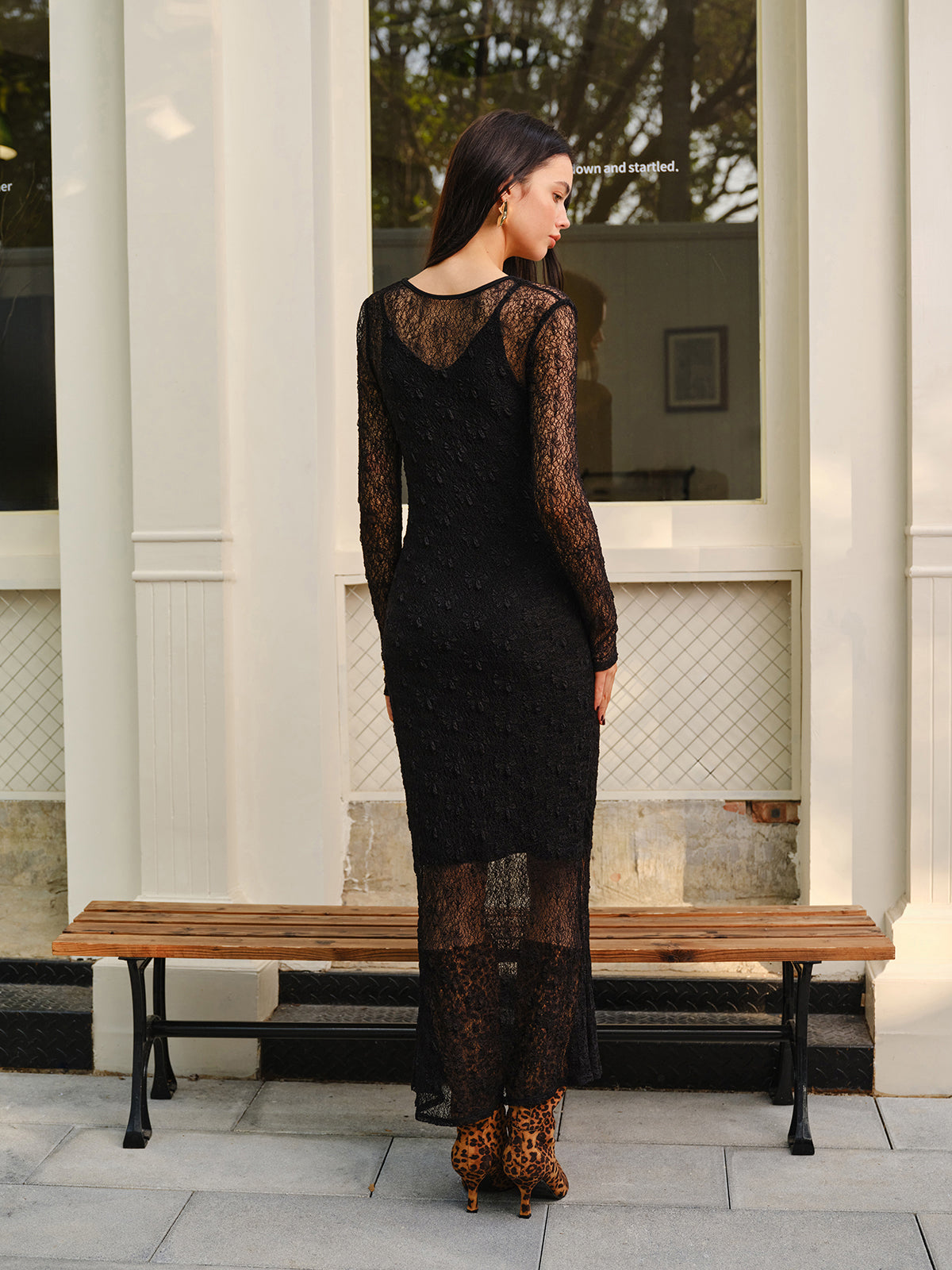 Lace Panel Long Dress