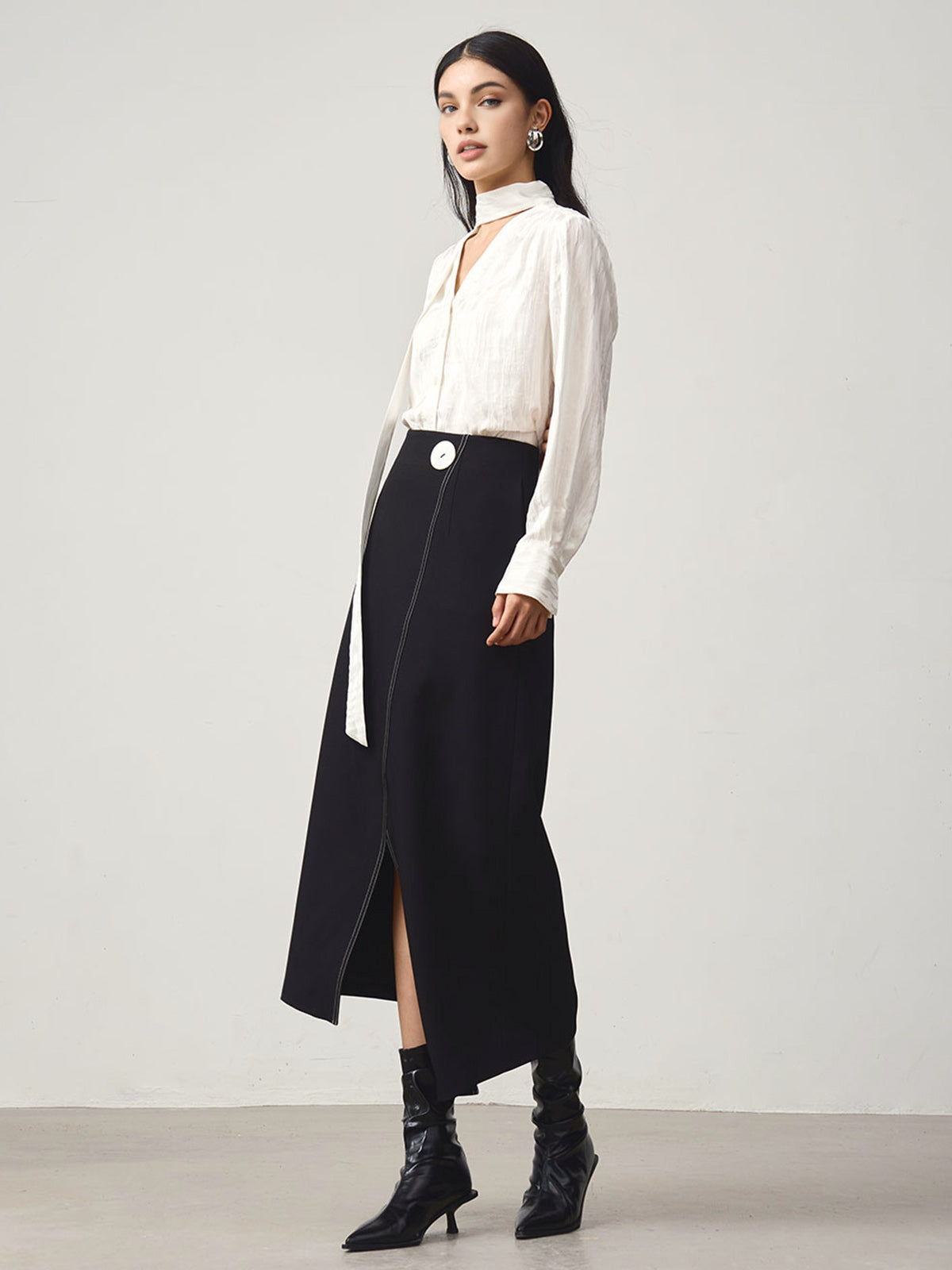 Asymmetrical Retro Split Skirt