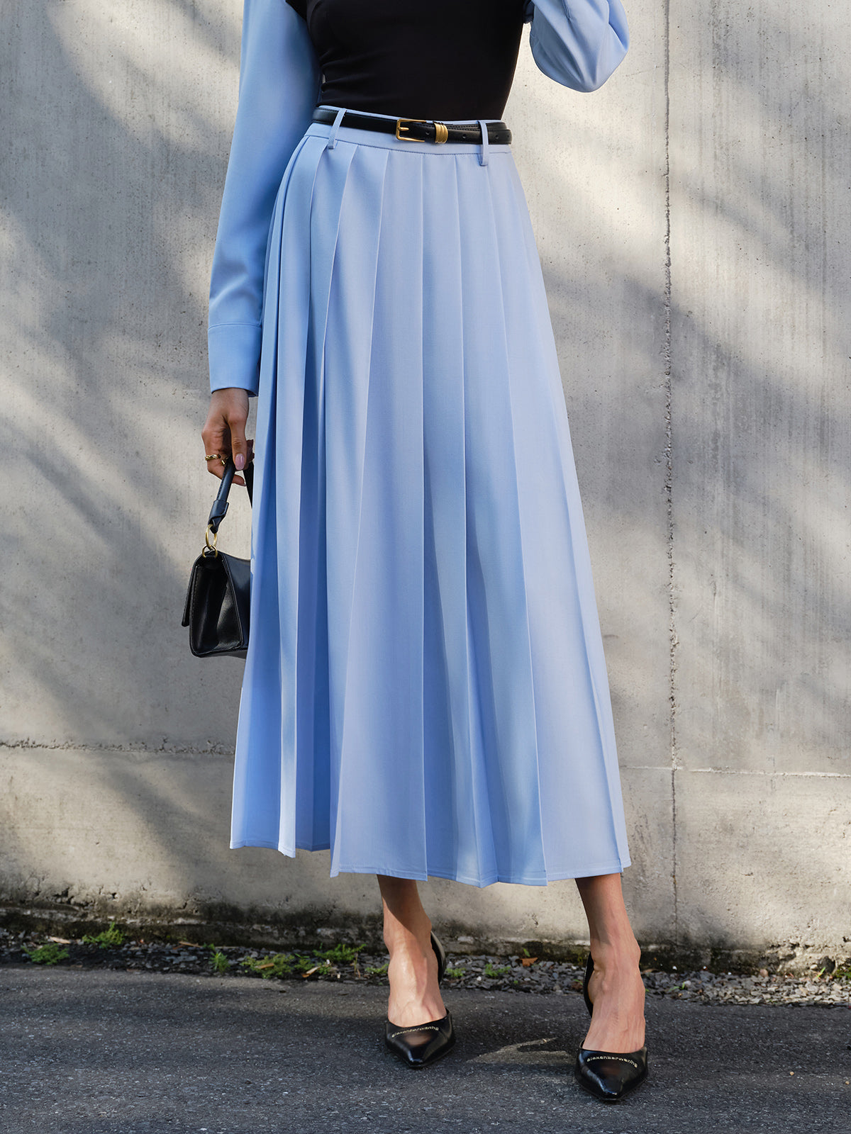 Minimalist Pleated Skirt Without Belt