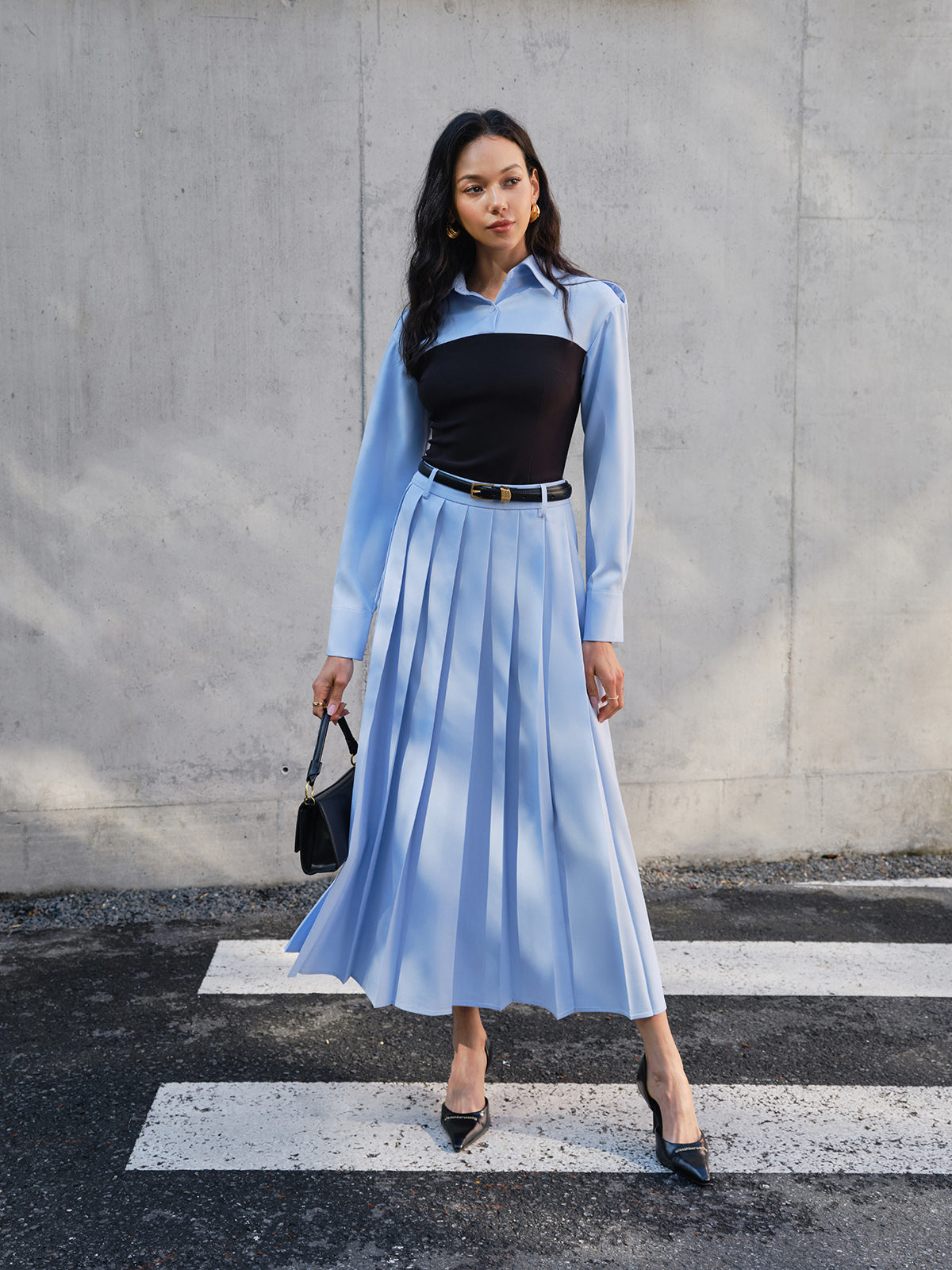 Minimalist Pleated Skirt Without Belt