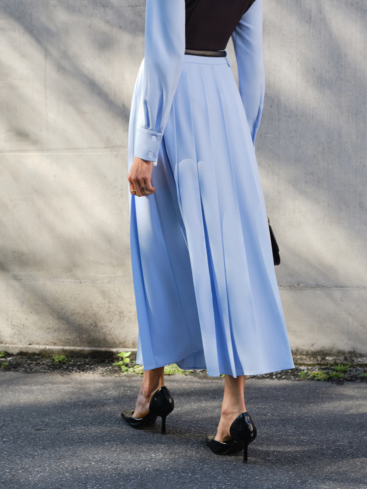 Minimalist Pleated Skirt Without Belt