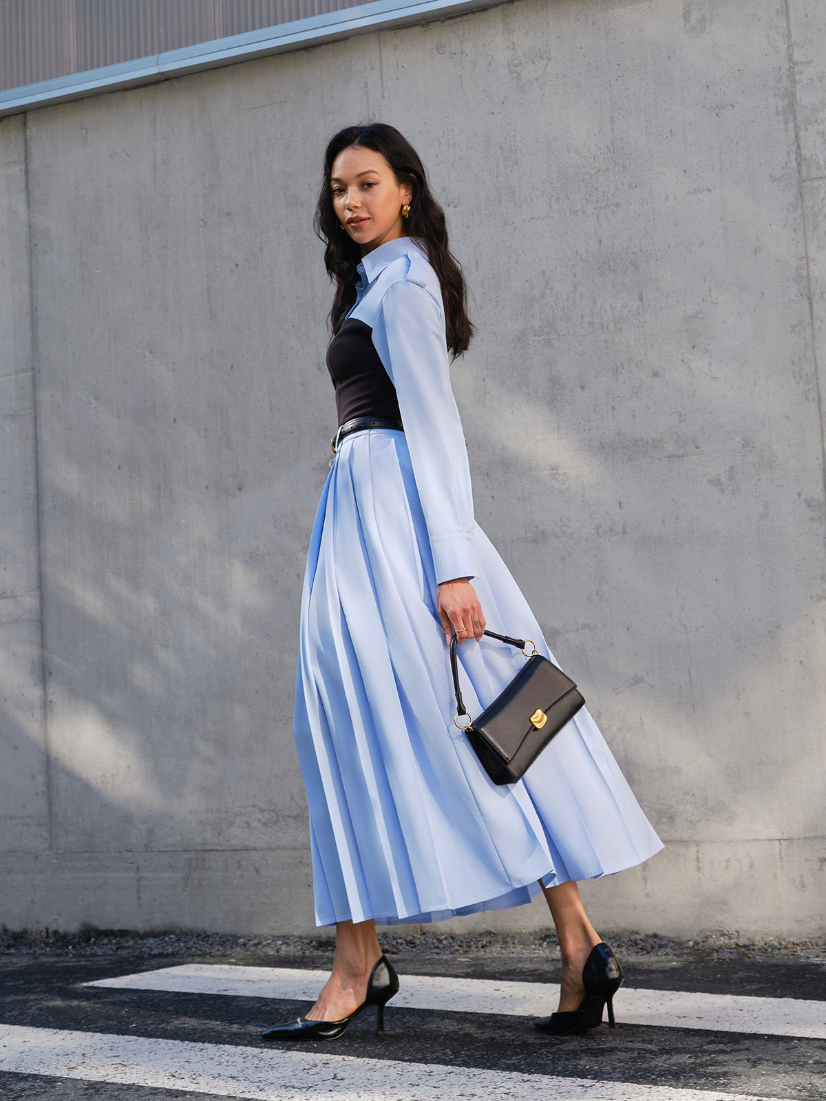 Minimalist Pleated Skirt Without Belt