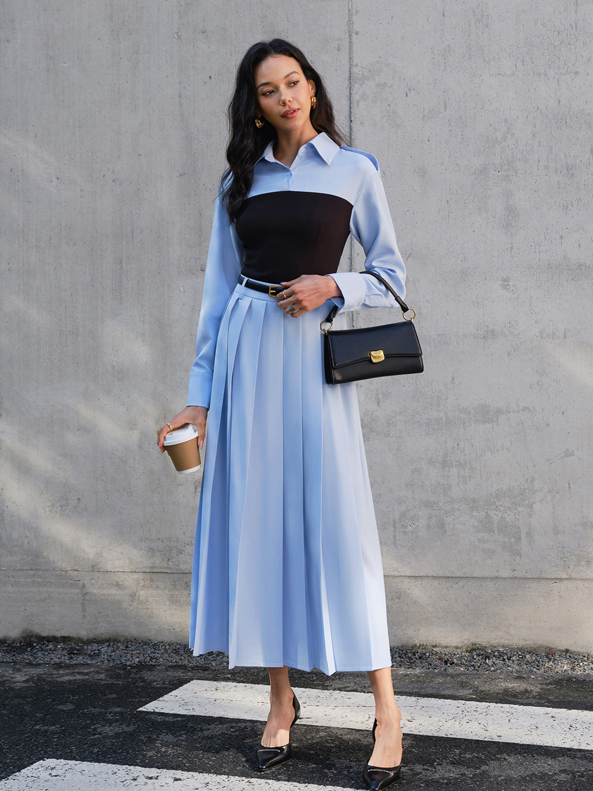 Minimalist Pleated Skirt Without Belt