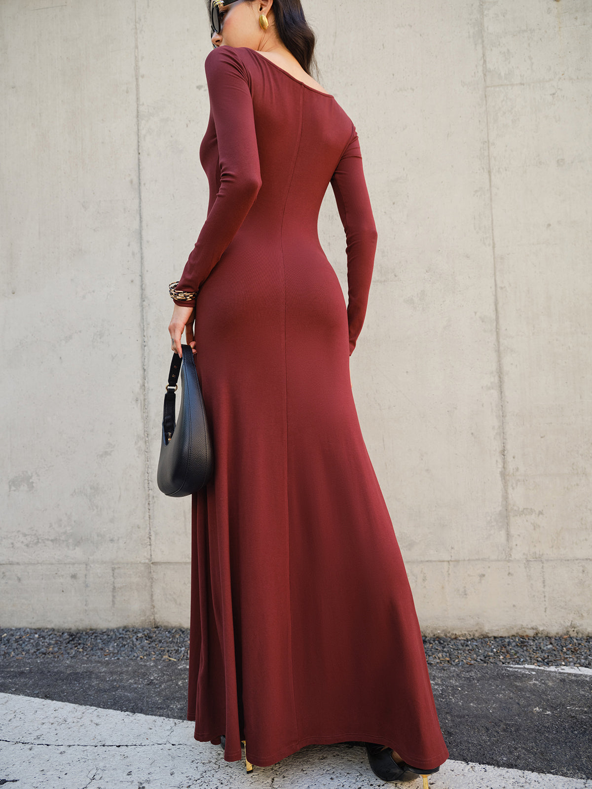 Knotted Ruched Jersey Long Dress