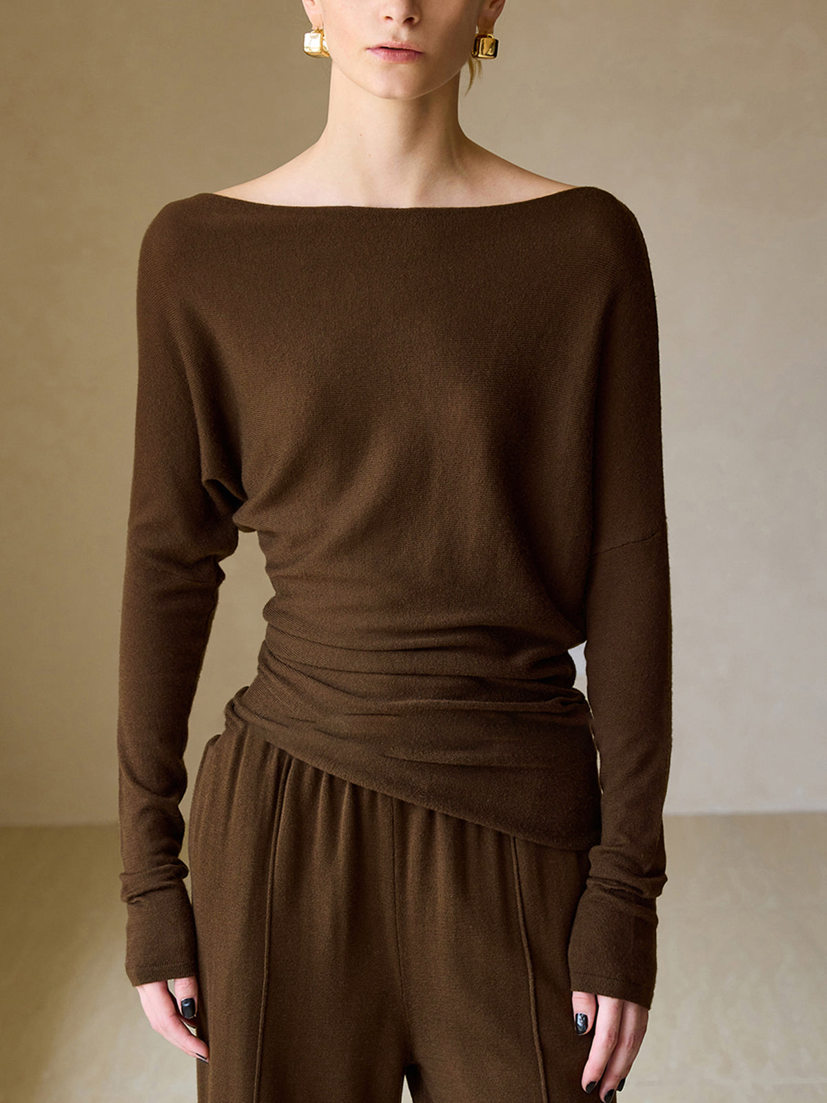 Casual Asymmetrical Neck Slim Sweater