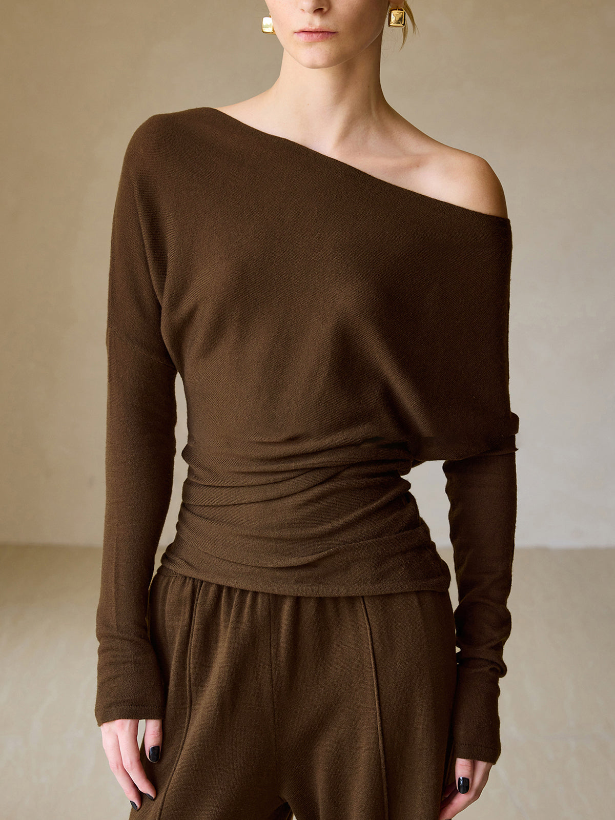 Casual Asymmetrical Neck Slim Sweater