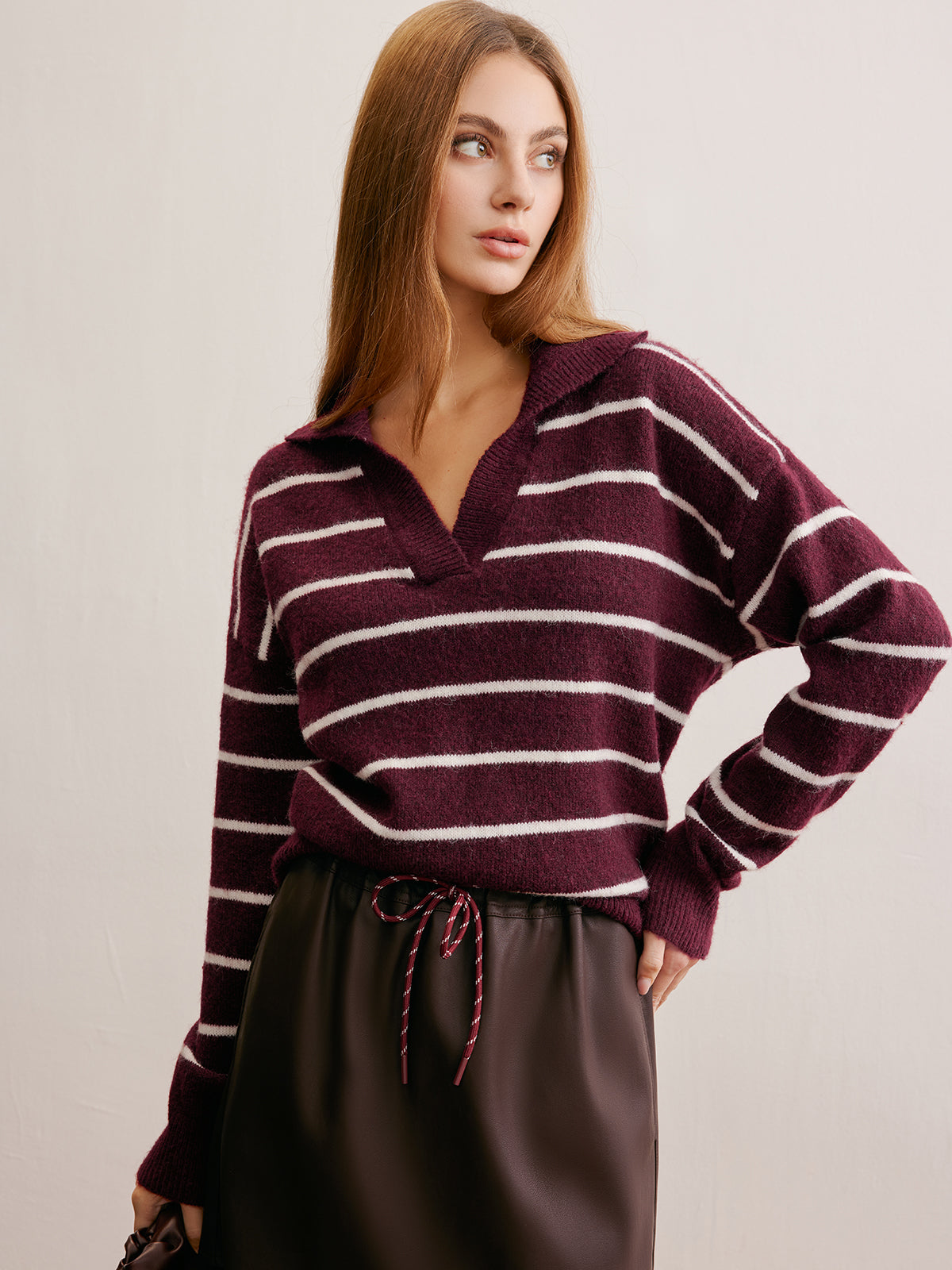 Wool-Blend Contrast Striped Sweater