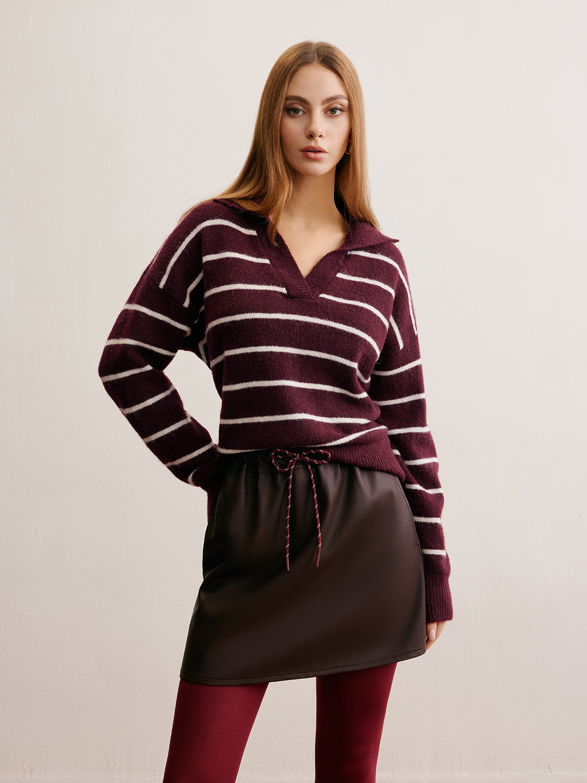 Wool-Blend Contrast Striped Sweater