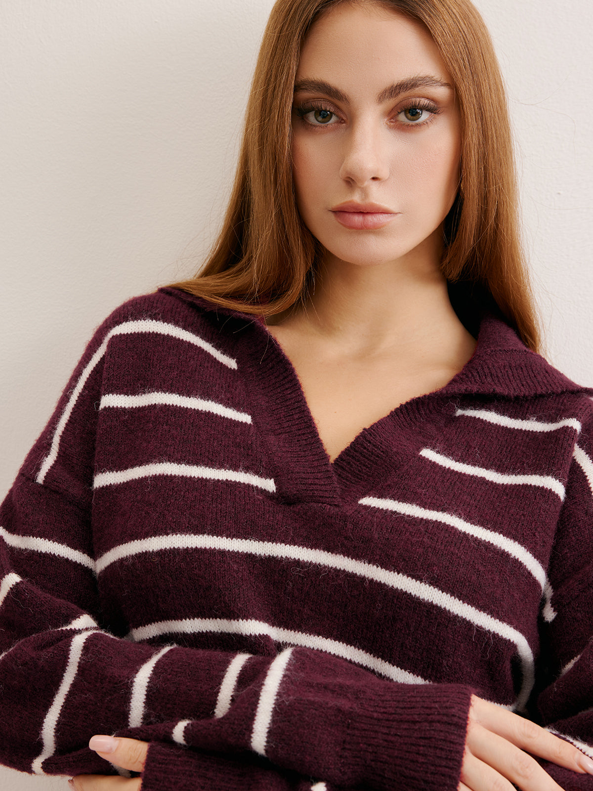 Wool-Blend Contrast Striped Sweater