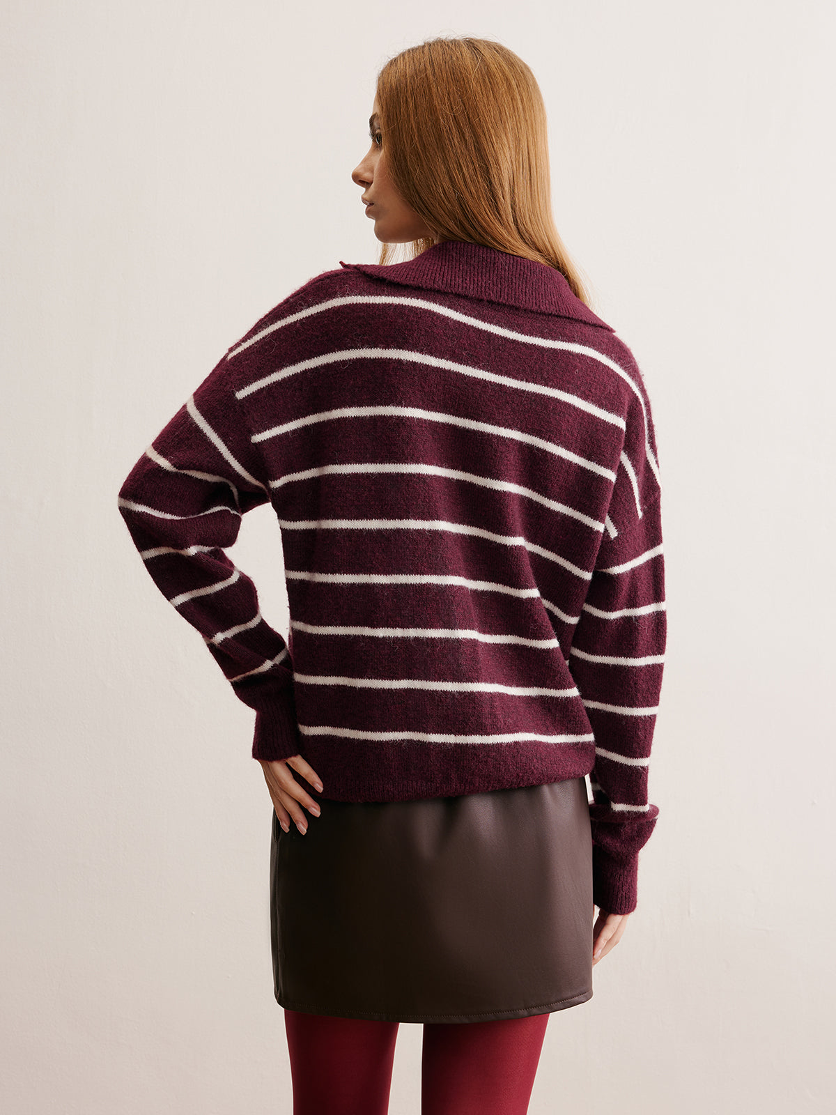 Wool-Blend Contrast Striped Sweater